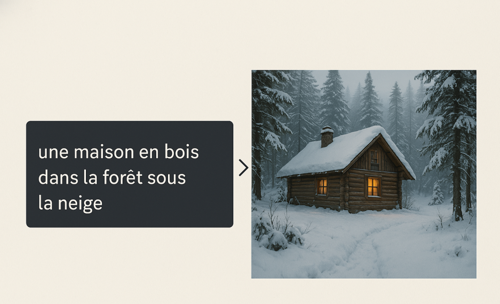 Comparaison côte à côte d’un prompt texte et de l’image générée par MidJourney