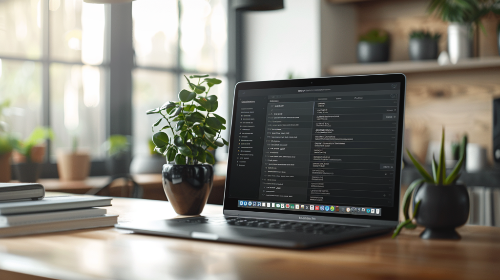 Tableau de bord clair d’un gestionnaire de mots de passe affiché sur un écran dans un bureau moderne