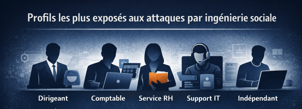 Infographie montrant les profils professionnels les plus ciblés par les attaques d’ingénierie sociale en entreprise
